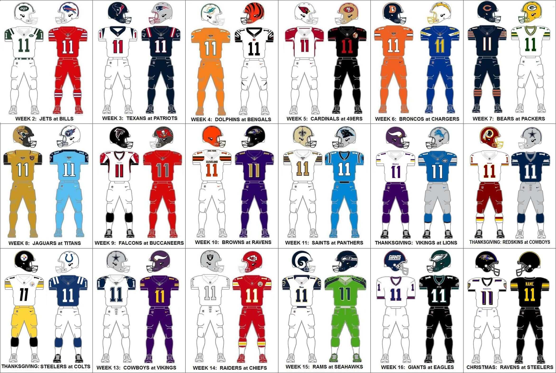 Steelers to wear their color rush uniforms Thanksgiving night