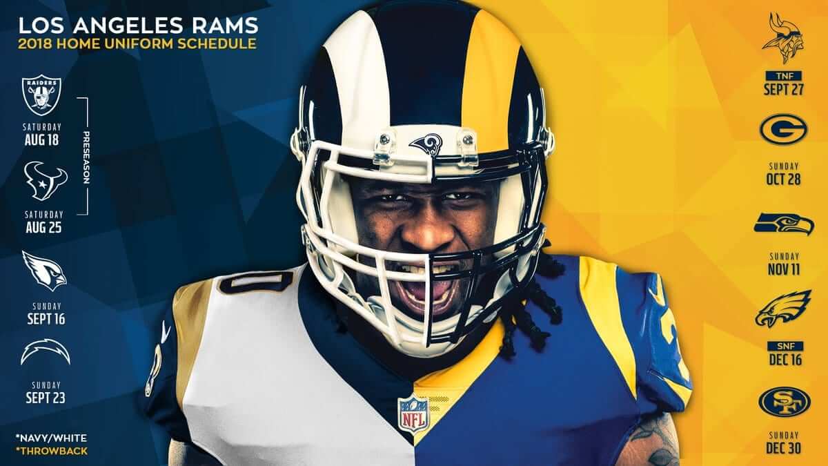 Rams to Wear Throwbacks Five Times in 2018