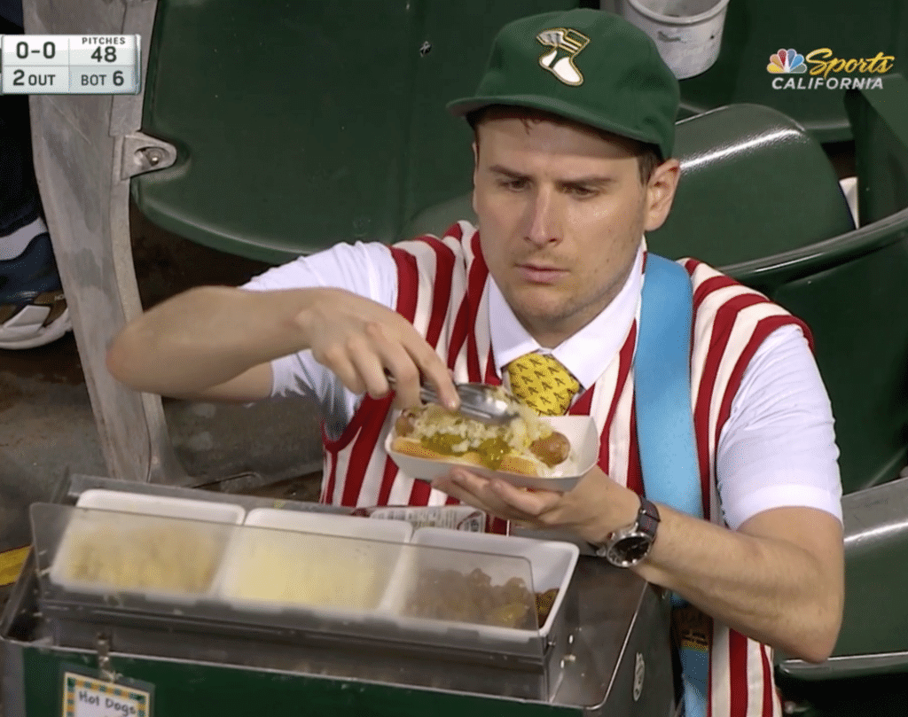 Oakland A's Fan and her Hotdog, For some people, no basebal…