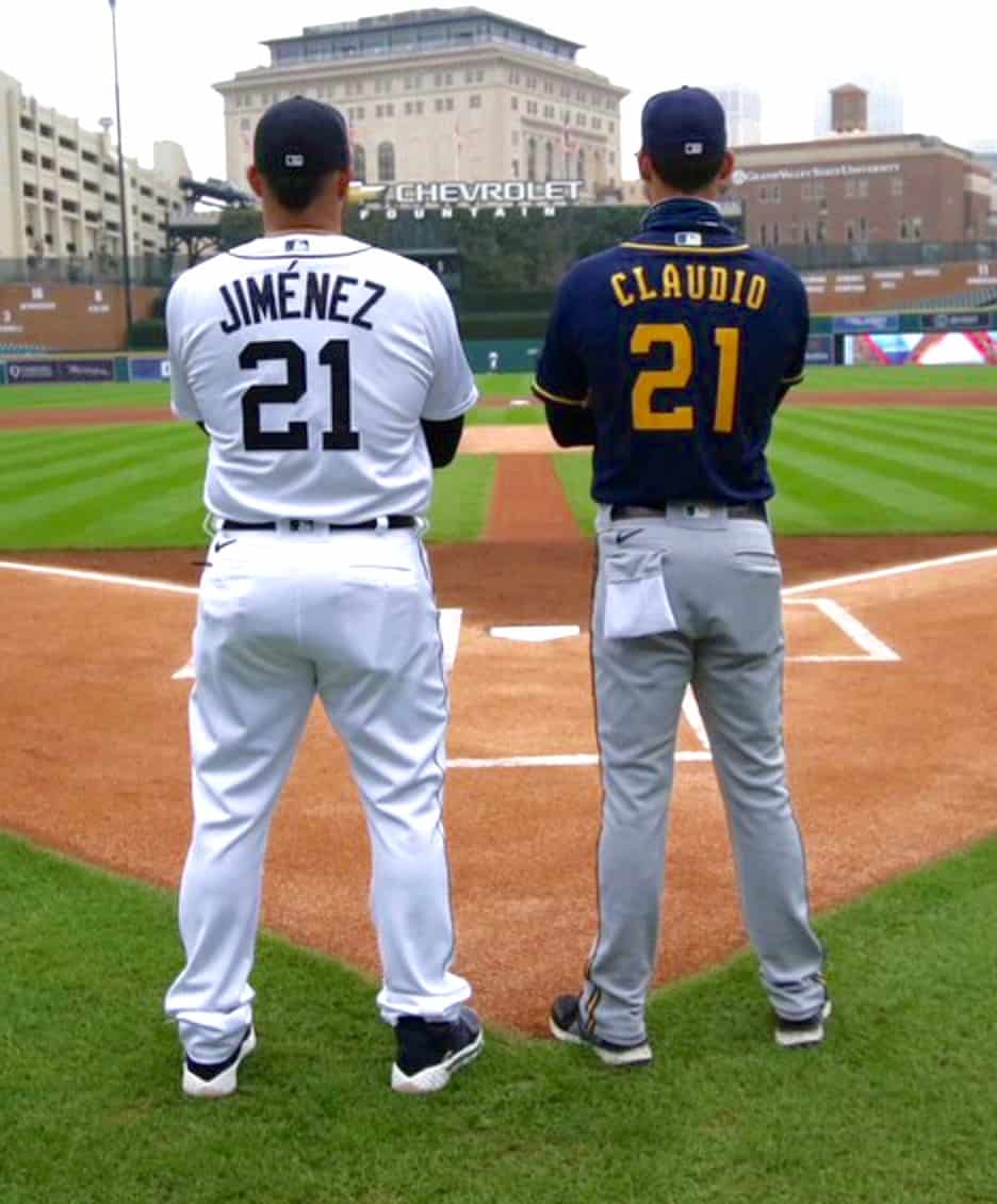 21 - Team Issued White Pinstripe Jersey - Roberto Clemente Day