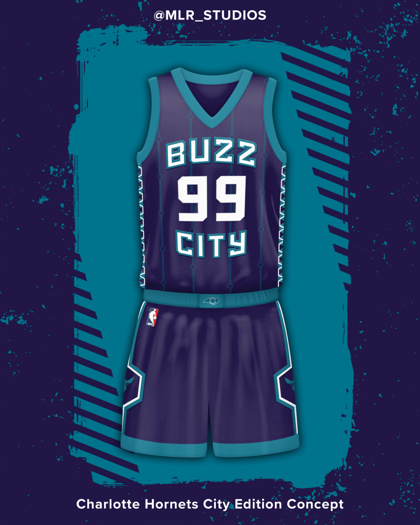 NBA Charlotte Hornets Basketball Blank Buzz City 2018-19 Game Jersey Size  46+4 