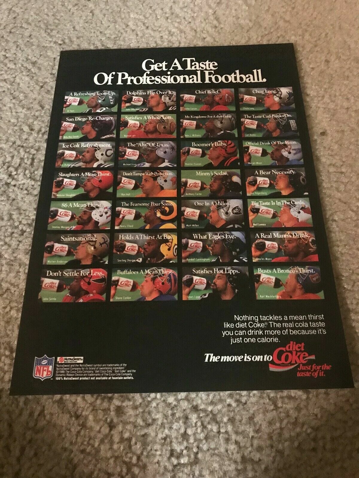 Vintage 1988 NFL PRO BOWL ESPN Poster Print Ad BOOMER ESIASON