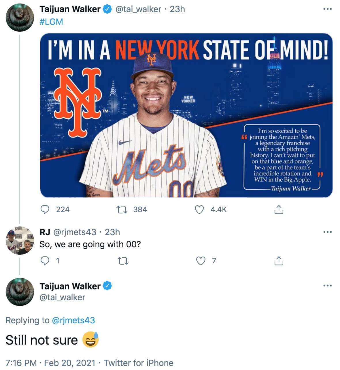 Taijuan Walker second NY Mets player to wear No. 99 after Turk Wendell