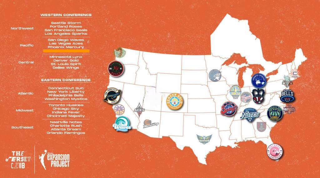 wnba teams map