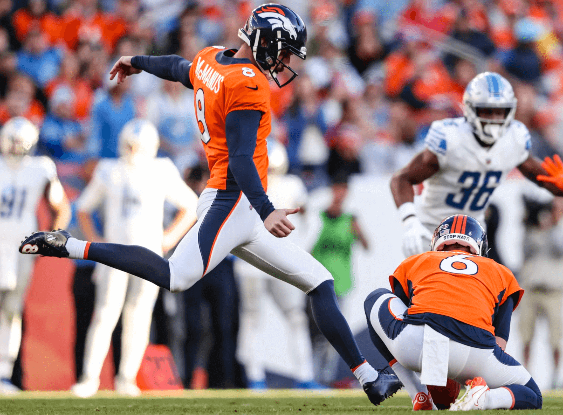 A Super Bowl 50 patch is shown on the jersey of Denver Broncos wide  receiver Demaryius