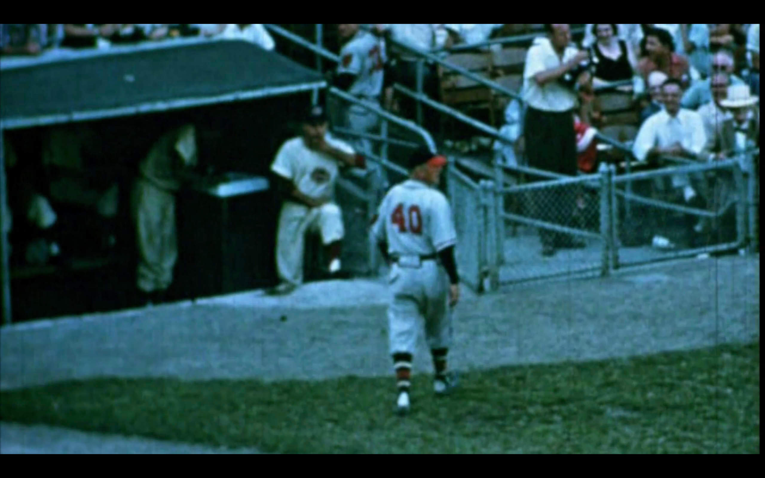 young boy Milwaukee Braves baseball uniform little league 1958 Kodachrome  slide