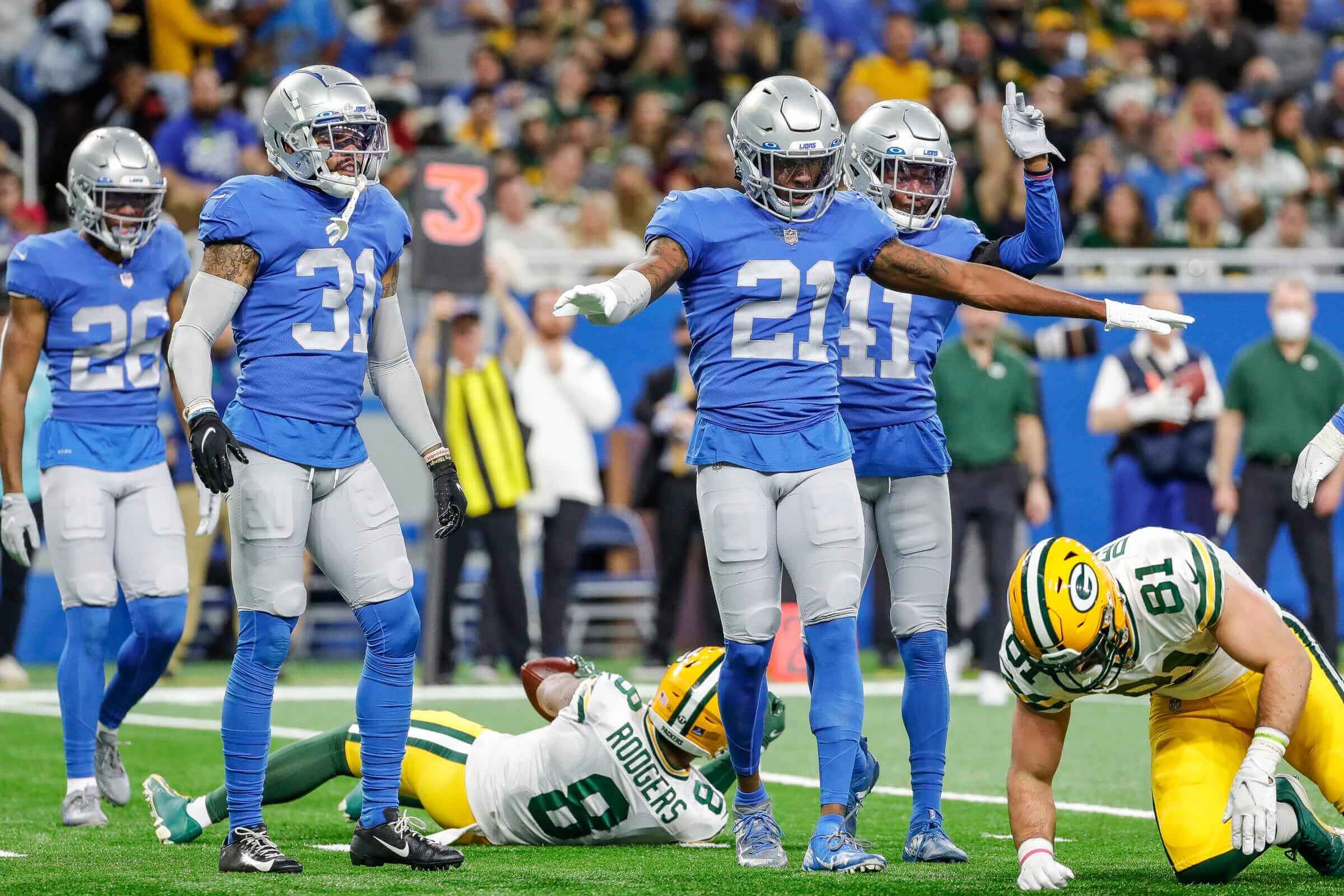 Detroit Lions To Wear White Pants, Facemasks Against Green Bay Packers On  Monday Night Football – SportsLogos.Net News