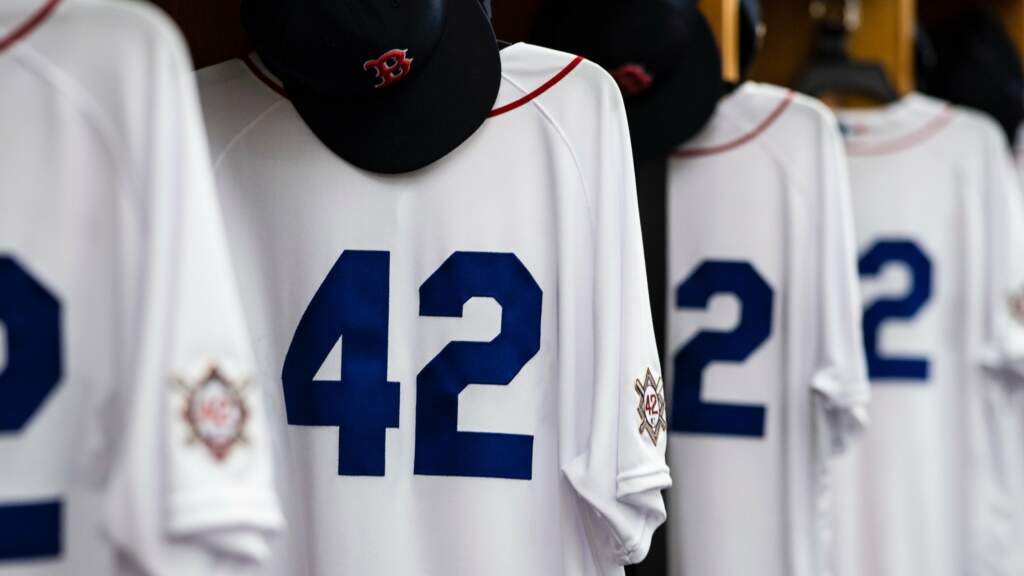 MLB on X: For the 75th anniversary of Jackie Robinson breaking the color  barrier, all players will wear a Dodger blue 42 on the backs of their  jerseys on April 15th.  /