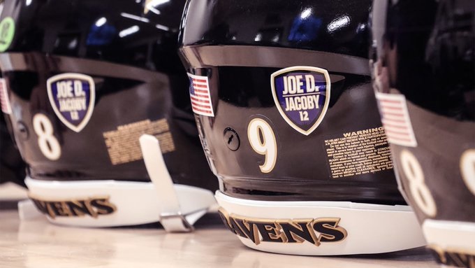 Baltimore Ravens honor Joe D'Alessandris and Jacoby Jones with helmet stickers