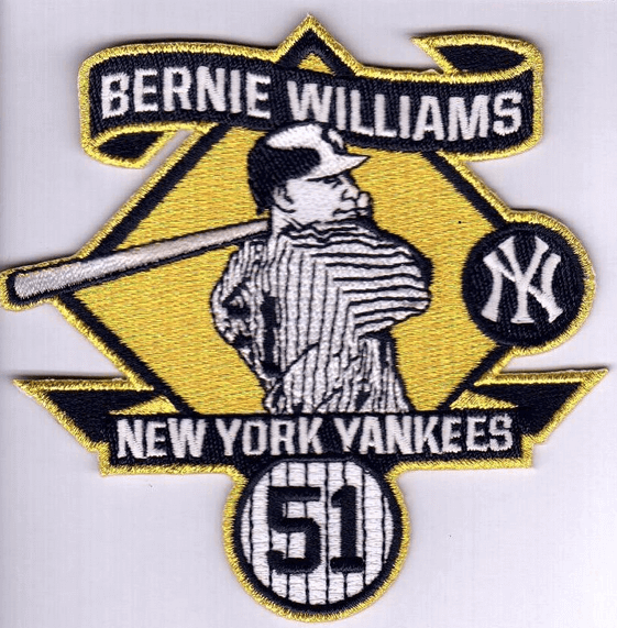 Bernie Williams player used bat patch baseball card (New York